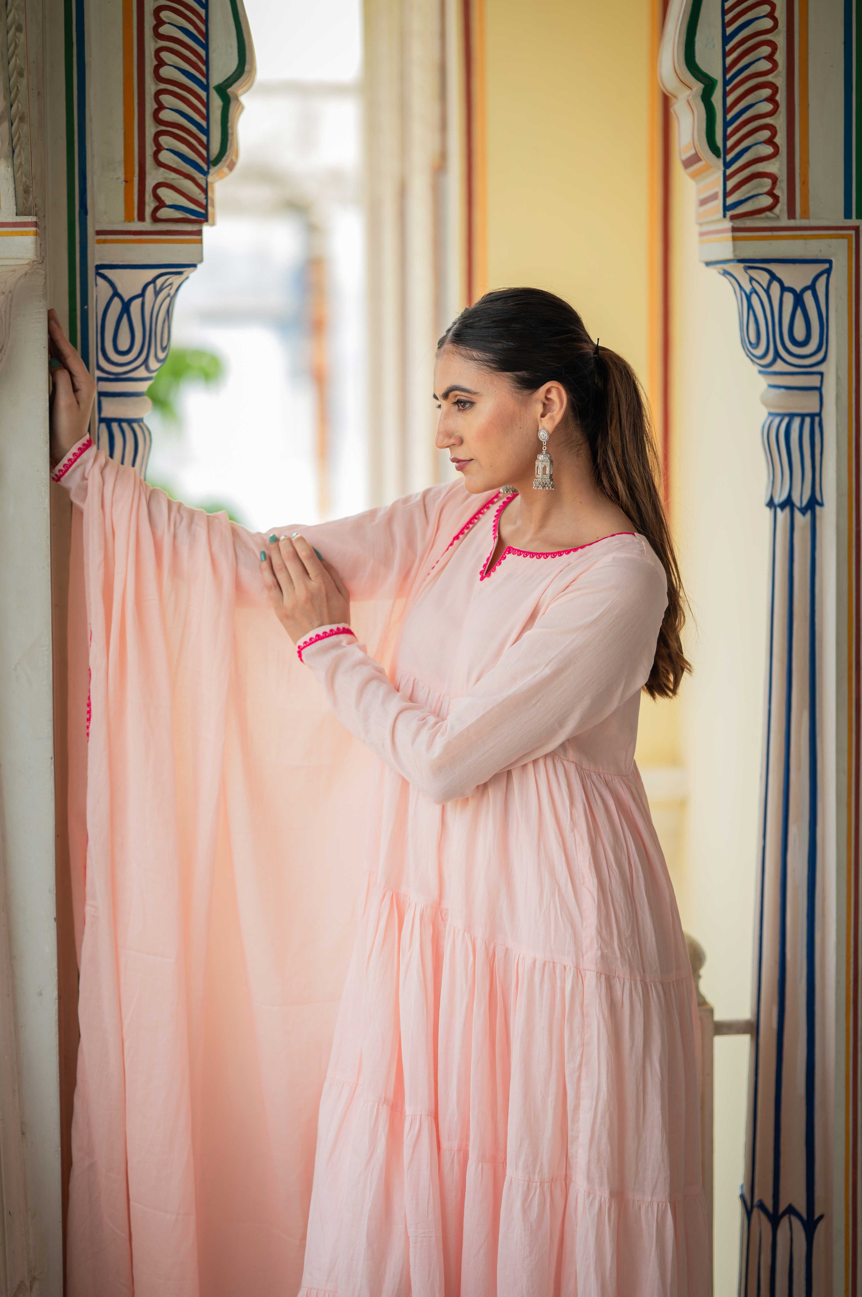 Rangreza Pink Tiered Suit Set