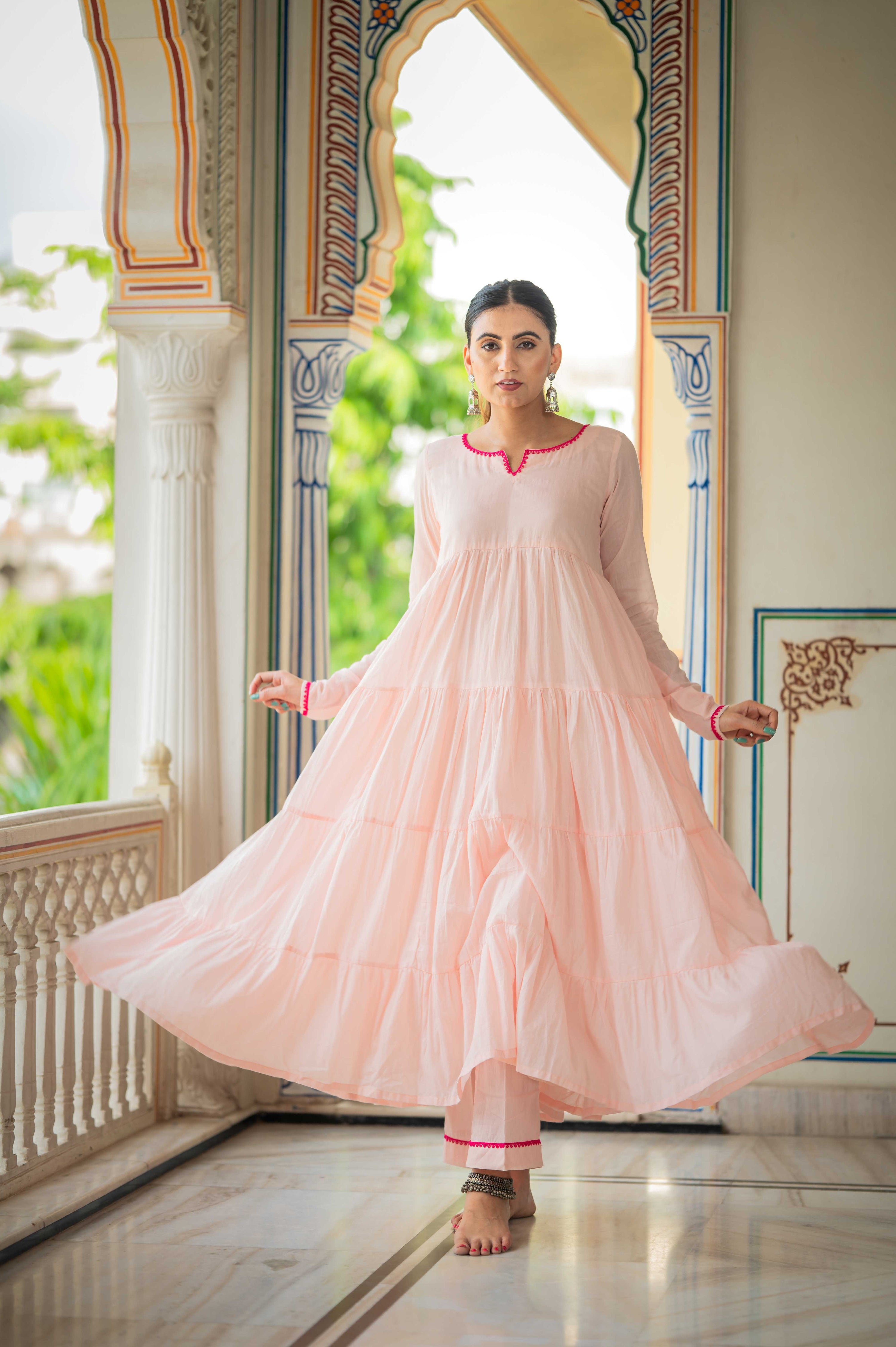 Rangreza Pink Tiered Suit Set