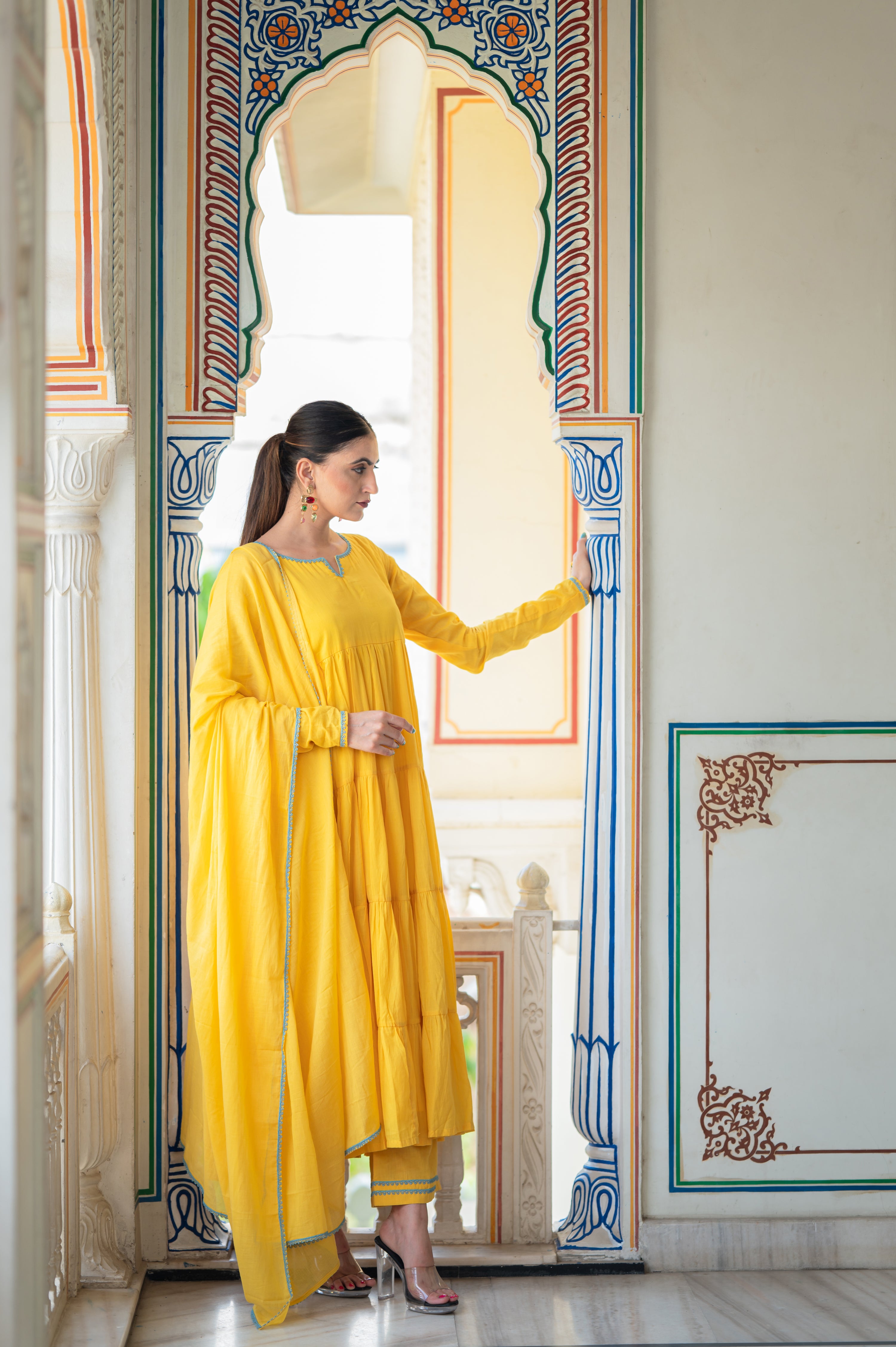 Pakizeh Yellow Tiered Suit Set